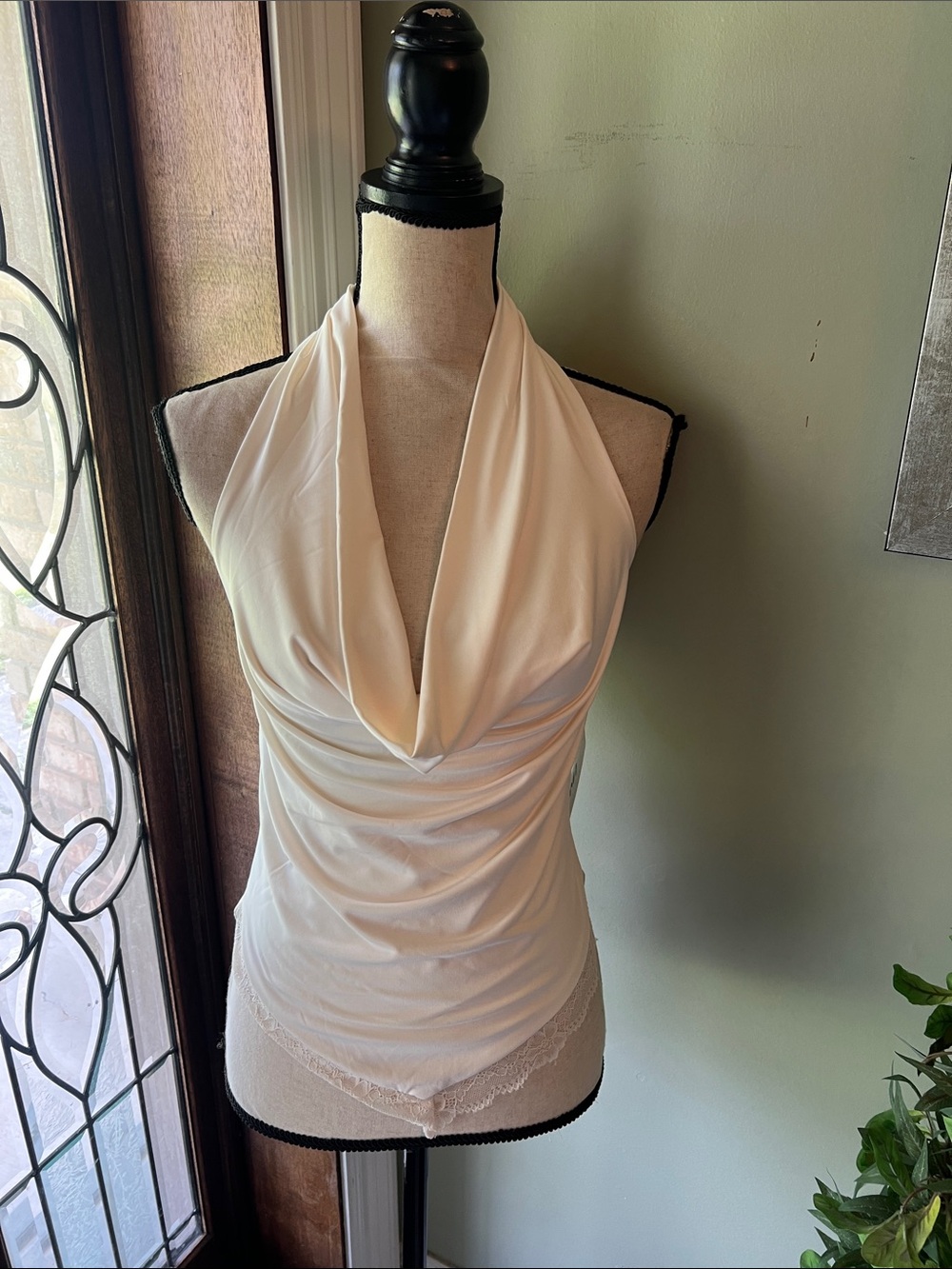 Cream Draped Halter Cowl Neck Top - Picture 1 of 8